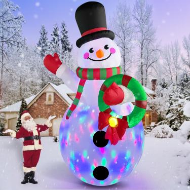 Imagem de Danxilu Boneco De Neve Inflável Gigante Natal 12 Pés, Luzes Led Giratórias Embutidas, Decoração Para Áreas Externas, Enorme Com Soprador, Quintal Natal, Festa Fim Ano, Jardim, Gramado