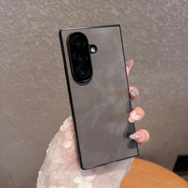 Imagem de Capa dobrável de couro sintético de luxo para Samsung Galaxy Z Fold 7 6 5 4 3 5g Fold7 Fold6 à prova de choque (para Galaxy Z Fold6/cinza escuro)