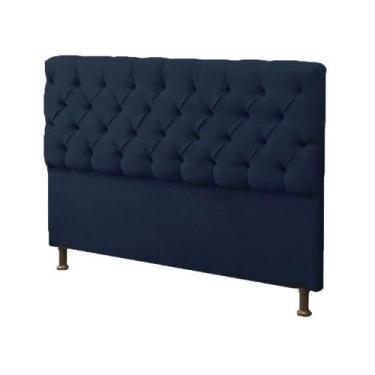 Imagem de Cabeceira Casal Super King 195cm Para Cama Box Sofia Suede Azul Marinh