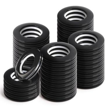 Imagem de Anéis de cortina WCIC 48PCS 40mm, ilhós de plástico ABS pretos