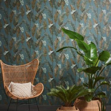 Imagem de Papel de Parede Metropolitan Stories 3 Folhagem Azul 392183MS