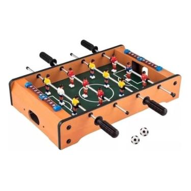 Imagem de Pebolim Jogo de Futebol de Mesa Portátil Completo 12 Jogadores 31x51cm Placar e Bolas