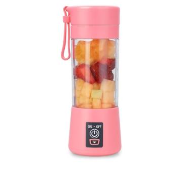 Imagem de Mini Liquidificador Portátil Blender Personal 6 Lâminas + Cabo USB - Shakeira Elétrica para Viagens, Academia e Smoothies(ROSA)