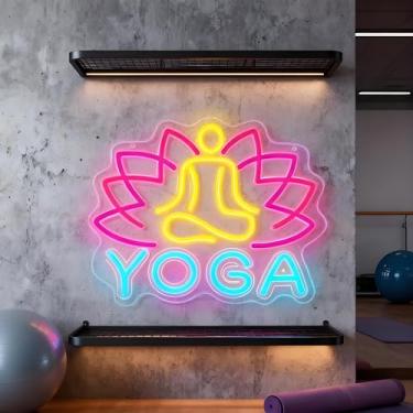 Imagem de Neonawall Yoga Neon Sign for Wall Decor Light Up Letters Business Led Sign Birthday Party Gifts Led Decorative Night Signs Room Decorations Supplies Party Signs for Yoga Studio Fitness Center Opening