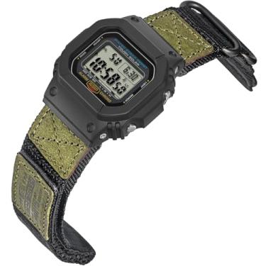 Imagem de HEMSUT Pulseira tática militar de 16 mm de liberação rápida para Casio | Pulseira de couro e nylon resistente a impactos | Compatível com as séries GA-100, DW-5600, DW-6900, GW-M5610, GBD-800 e mais