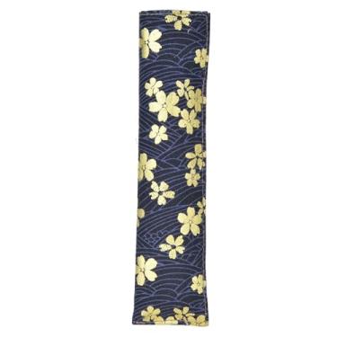 Imagem de RiToEasysports Suporte para Caixa de Caneta, Padrão Floral retrô Elegante para Estudantes, Tecido de Algodão Dourado Quente