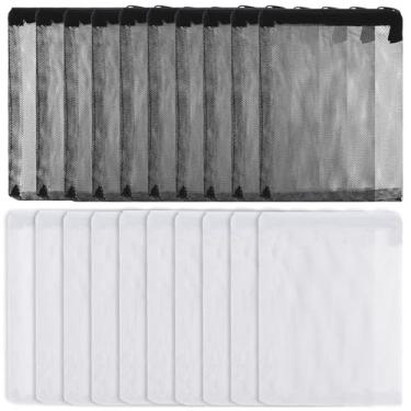 Imagem de Hpmjz Pacote com 20 sacos de mídia de filtro de aquário, bolsa de malha fina, sacos de filtro reutilizáveis para anéis de cerâmica de carbono ativado, biosferas, tanques, biosferas, pedras