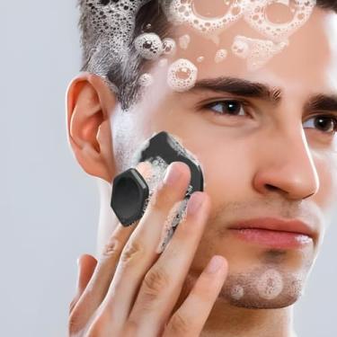 Imagem de 3 peças de escova de limpeza facial e barba de silicone portátil para homens, cerdas macias para limpeza profunda e remoção de caspa do couro cabeludo, ferramenta de limpeza de rotina, sem cheiro