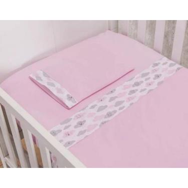 Imagem de Jogo de Lençol para Mini Berço Colchao 40cm Rosa Chuva de Amor 3pçs 10