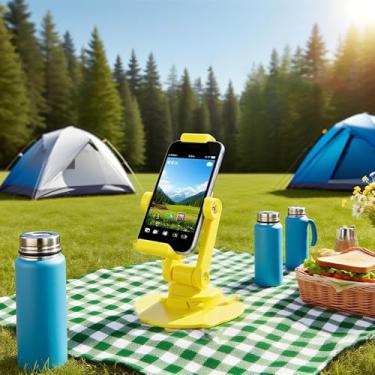 Imagem de Suporte de celular para mesa, suporte de telefone ajustável, suporte de metal antiderrapante dobrável compatível com todos os smartphones, acessórios de mesa de escritório portáteis e estáveis