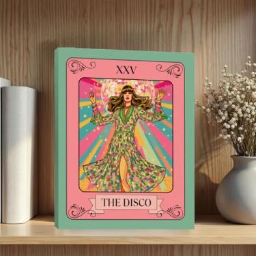 Imagem de Arte de parede de cartão de tarô de discoteca, pôster deslumbrante de bola de discoteca, pintura emoldurada em tela, decoração de quarto, estampa vintage de rainha dançante para bar, carrinho, sala de