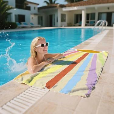 Imagem de Toalha de praia de sol de secagem rápida grande microfibra colorida toalha de verão para praia e piscina