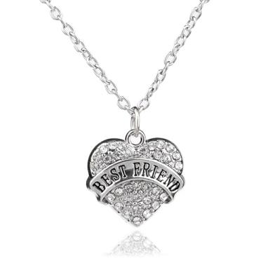 Imagem de Colar Best Friends com pingente de coração de cristal, presentes para mulheres, irmãs, presentes de amizade, One Size, Aço inoxidável, Sem Pedra Preciosa