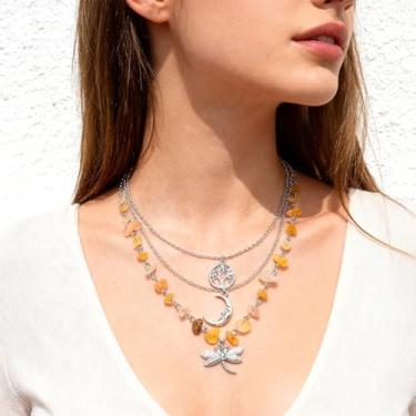 Imagem de Conjunto de colar celestial em camadas de 3 peças, colar empilhável com pingente de sol e lua e estrela, comprimento ajustável para mulheres, Generic, Liga de aço, Sem Pedra Preciosa