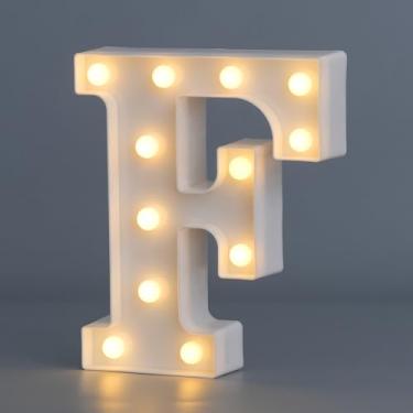 Imagem de Letreiro com luzes de LED, alfabeto iluminado para festa em casa, casamento, decoração de Natal, branco quente (F)