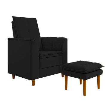 Imagem de Poltrona Amamentação Confortável Com Puff Lia Suede preto