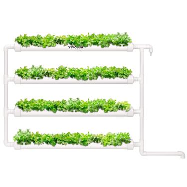 Imagem de VIVOSUN Kit de cultivo hidropônico montado na parede, 1 camada 36 locais de plantas, 4 tubos PVC-U de grau alimentício, sistema de plantio hidropônico com bomba de água, temporizador de bomba, cesta