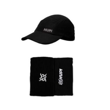 Imagem de Kit 1 Boné Sun Dry Preto e 1 Par Munhequeira HUPI Spin Preto-Unissex
