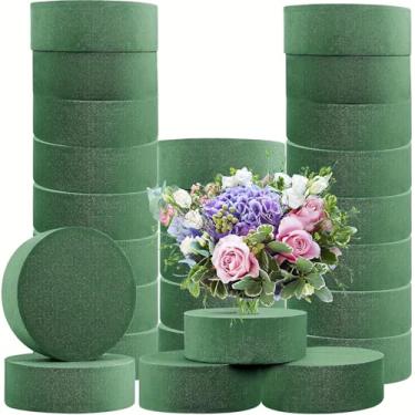 Imagem de LEZASTAR Conjunto de 20 peças de tijolos de espuma floral verde de 7,87 cm com blocos redondos de espuma de flor úmida e seca para flores artificiais (verde claro, 7,3 cm/2,87 polegadas)