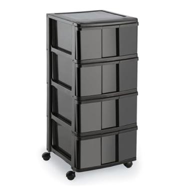 Imagem de Gaveteiro Porta Tudo 4 Gavetas com Rodas – Organizador Multiuso e Carrinho Auxiliar para Casa, Escritório ou Banheiro