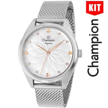 Imagem de Relógio CHAMPION KIT feminino prata esteira CN26993C