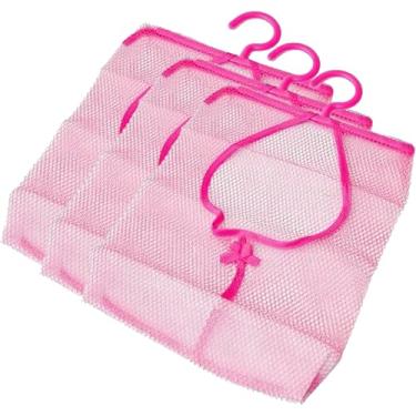 Imagem de Linsvirgo Bolsa de chuveiro portátil com 5 peças, bolsa de chuveiro portátil com ganchos, organizador de artigos de higiene e banho de malha para viagem, natação, esportes, academia, acampamento