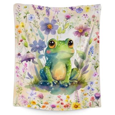 Imagem de Cobertor infantil para meninas - 101,6 cm x 127 cm Cobertores de sapo presentes para crianças - Decoração fofa quente e macia para sofá, viagens