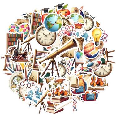 Imagem de 35 peças de adesivos de papelaria de arte educativa, ciência, história, geografia, brinquedo, brinquedo, geográfico, para celular, guitarra, laptop, notebook, mala, copo, guitarra, laptop, capacete