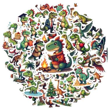 Imagem de 35 peças dinossauro, arco-íris, música, esportes, natureza, vibrante, divertido, engraçado, interativo, para celular, laptop, scrapbook, bicicleta, mala, geladeira, celular, bagagem, laptop, guitarra