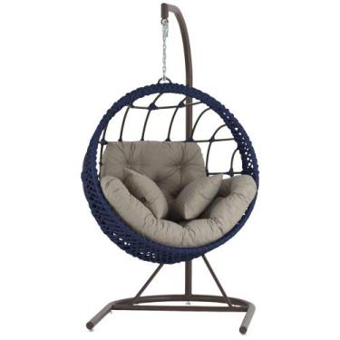 Imagem de Balanço Corda Náutica Suspenso com Suporte em Alumínio Trama Original,