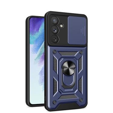Imagem de RKINC Capa para Samsung Galaxy A54 5G com capa deslizante para câmera e anel giratório com suporte de grau militar à prova de choque com suporte magnético para carro, azul marinho