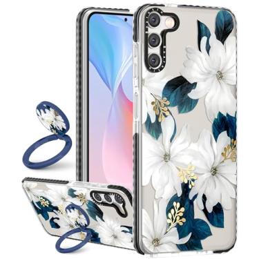 Imagem de Boaretiu Capa para Samsung Galaxy S23 - Cute Kawaii Fashion Cool 360° Rotate Ring Holder Kickstand Blue Flower for Women Girls Boys Teens Girly for Galaxy S23 Case with Stand