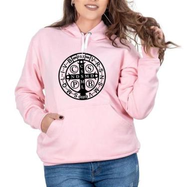 Imagem de Blusa Moletom Feminina Bolso Canguru Capuz Estampa Conforto - Campero,