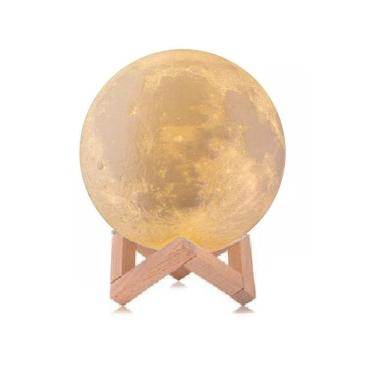 Imagem de Luminária Abajur Lua Cheia 3d Led Com Suporte 12cm Sem Fio