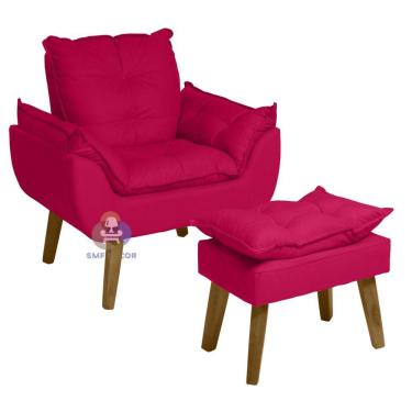 Imagem de Poltrona e Puff Opala Suede Vermelho Smf Decor