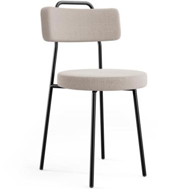 Imagem de Cadeira Decorativa Estofada Para Sala De Jantar Barcelona L02 Bouclê Creme