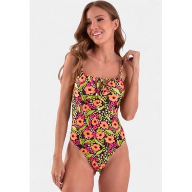 Imagem de Maiô Areia Branca Baly Floral Laranja, G