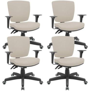 Imagem de Kit 04 Cadeiras De Escritório Executiva Office Giratória Preto Baixa F