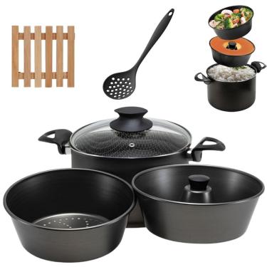 Imagem de Panela 3 Em 1 Antiaderente 3,9L + 02 Descansos + Escumadeira