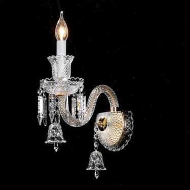 Imagem de Luminária de parede contemporânea de cristal com vela, LED, estilo europeu, luxuosa, para sala de estar, quarto, escritório, hotel, villa, corredor (1 lâmpada)