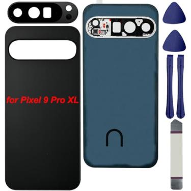 Imagem de Substituição de vidro traseiro para Pixel 9 Pro XL para Google Pixel 9 Pro XL Capa traseira de vidro com fita pré-instalada e lente de câmera + ferramentas (obsidiana)