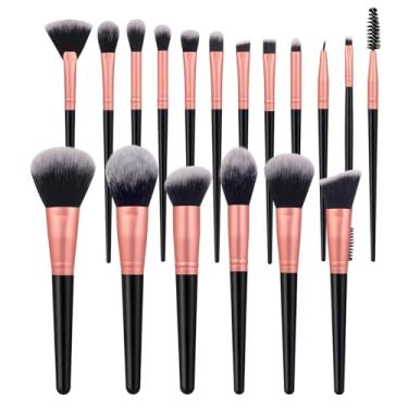 Imagem de 18 conjuntos de pincéis de maquiagem macios ao toque, pincéis de maquiagem em pó, pincel de blush, pincel de sombra para maquiagem diária no rosto