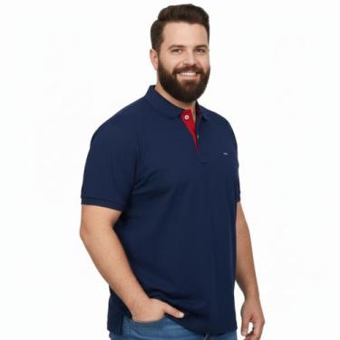Imagem de Camisa Polo Masculina Tamanho Especial Azul Dawson, Azul, Marinho, G1