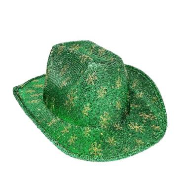 Imagem de Chapéu de cowboy de Natal engraçado com glitter e floco de neve dourado