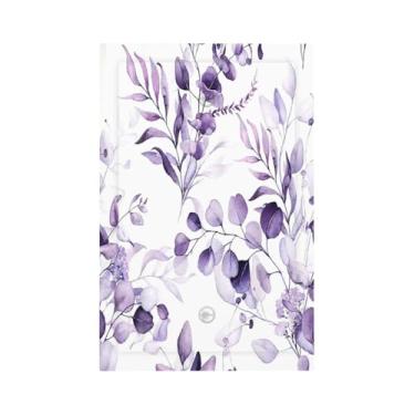 Imagem de Nadoabtm Placa de cobertura para interruptor de luz roxo floral plantas modernas aquarela folha de eucalipto 1 grupo sem dispositivo placas de parede elétricas em branco placa frontal placa decorativa