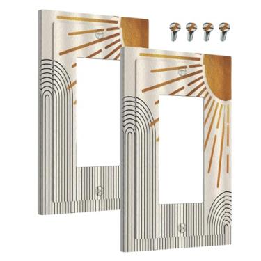 Imagem de Wmhusu Capas de tomada Boho Sol Bege Minimalista Abstrata 1 Gang Placa de Parede Interruptor de Luz Única Tampa Decorativa GFCI Receptáculo Placa Elétrica para Banheiro Quarto (pacote com 2)