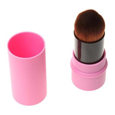 Imagem de barenx Pincel retrátil Pro Beauty Kabuki Maquiagem Cosméticos Pó Facial Base Blush Pincel - Rosa, Aprox. 8,2 x 3 cm/3,23 x 0,12 pol