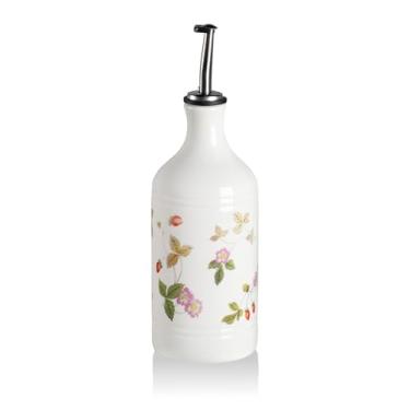 Imagem de Sweejar Garrafa dispensadora de azeite de oliva de cerâmica para cozinha, garrafa dispensadora de óleo opaco e vinagre com bico, adequada para molho de soja, xarope de café, líquidos (morango)