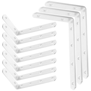 Imagem de 10pcs Heavy Duty Stainless Steel Corner Brackets Angle Braces for Furniture Reinforcement with Screws Included Shelf Wardrobe Bookshelf Mounting Supports