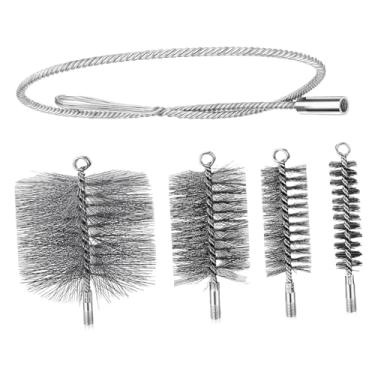 Imagem de Generic Conjunto de 4 escovas de aço para chaminé com cabo de 1 metro, acessório para limpeza de fogão a lenha, escova para lareira, 20 50mm 120mm 160mm